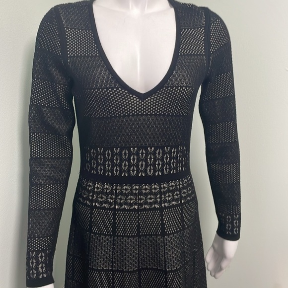 Gal Meets Glam Black Heidi Sweater Knit Long Sleeve Midi Dress Medium - Picture 7 of 12